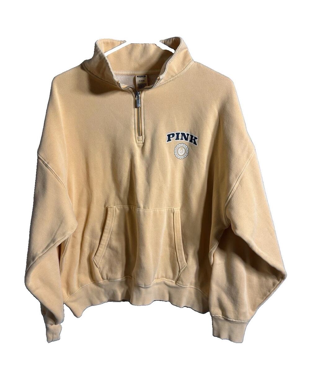 PINK Peach‎ 1/4 Zip Fleece Pullover Sweatshirt w/ Pockets Women’s M